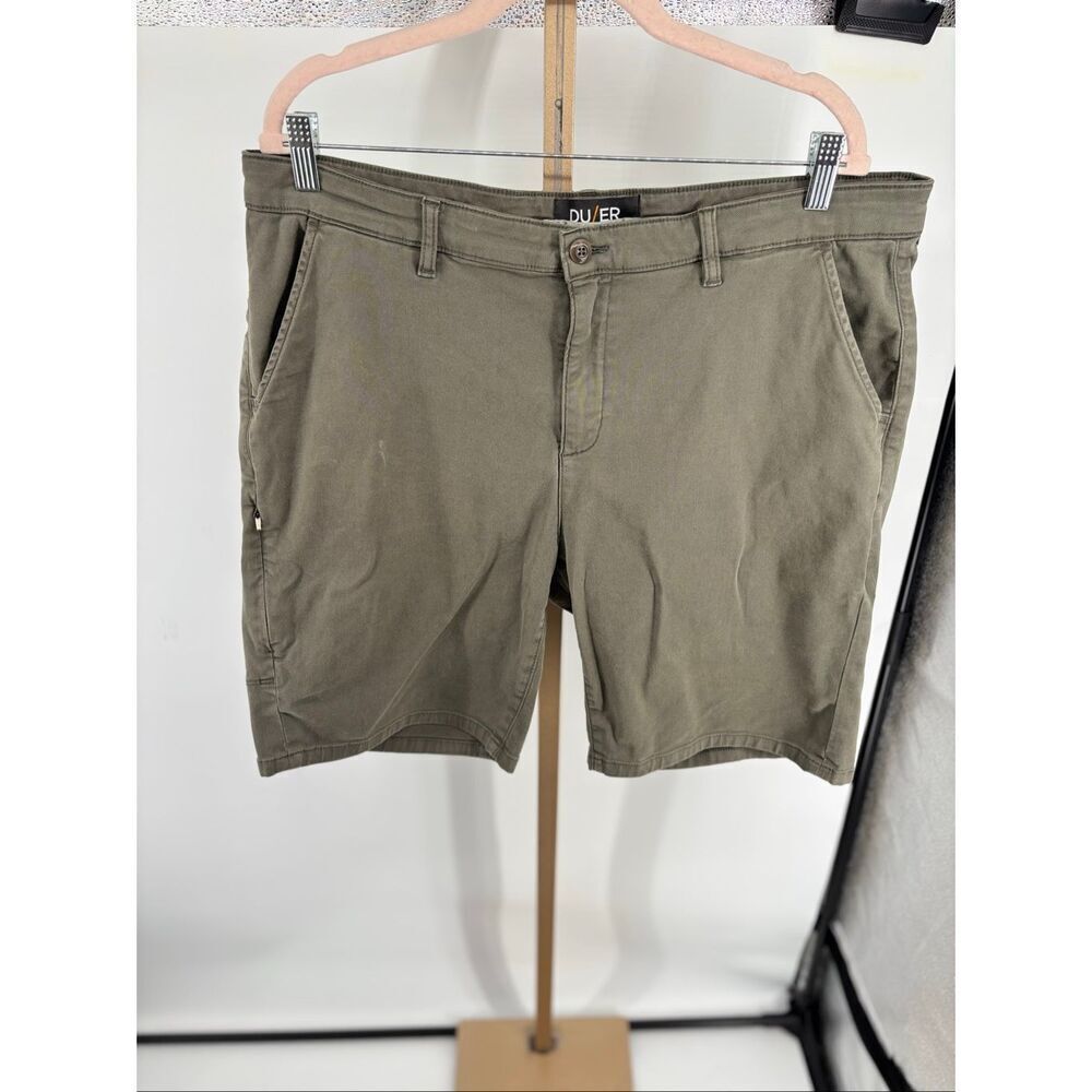 DU/ER Live Free Journey Shorts Men’s Size 38 Olive Stretch Chino Shorts